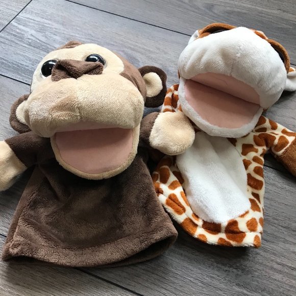 Kelly Toys Kid's Imaginative Play, Montessori Giraffe, Monkey Hand Puppets - Picture 3 of 8